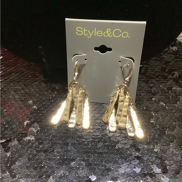 Macy’s Style & Co. Gold Dangle Earrings - Picture 1 of 4